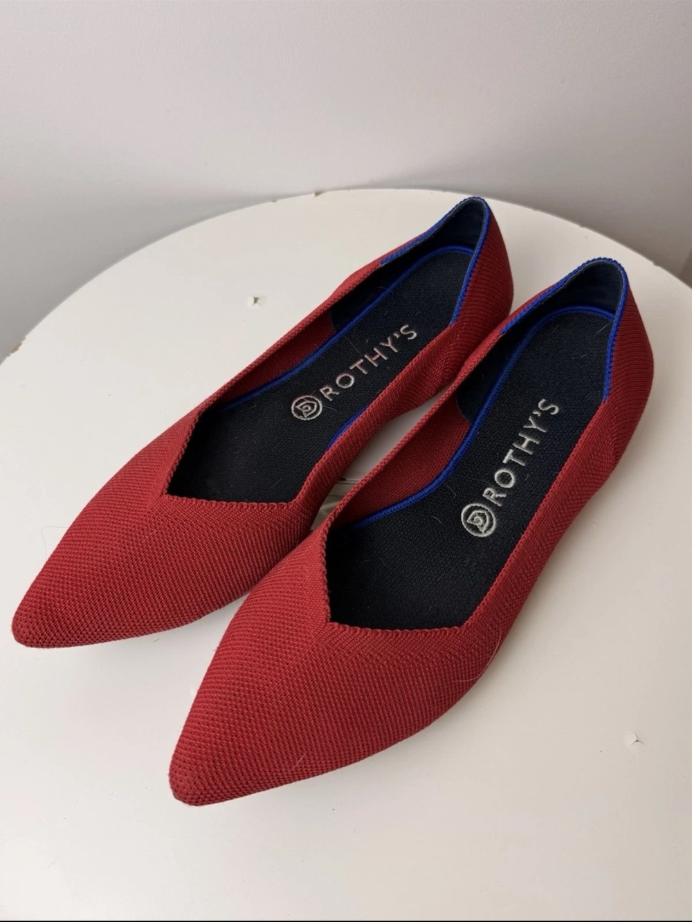 Rothy's Red Pointed Toe Ballet Flats Women 11 Knit Shoes - Picture 4 of 9